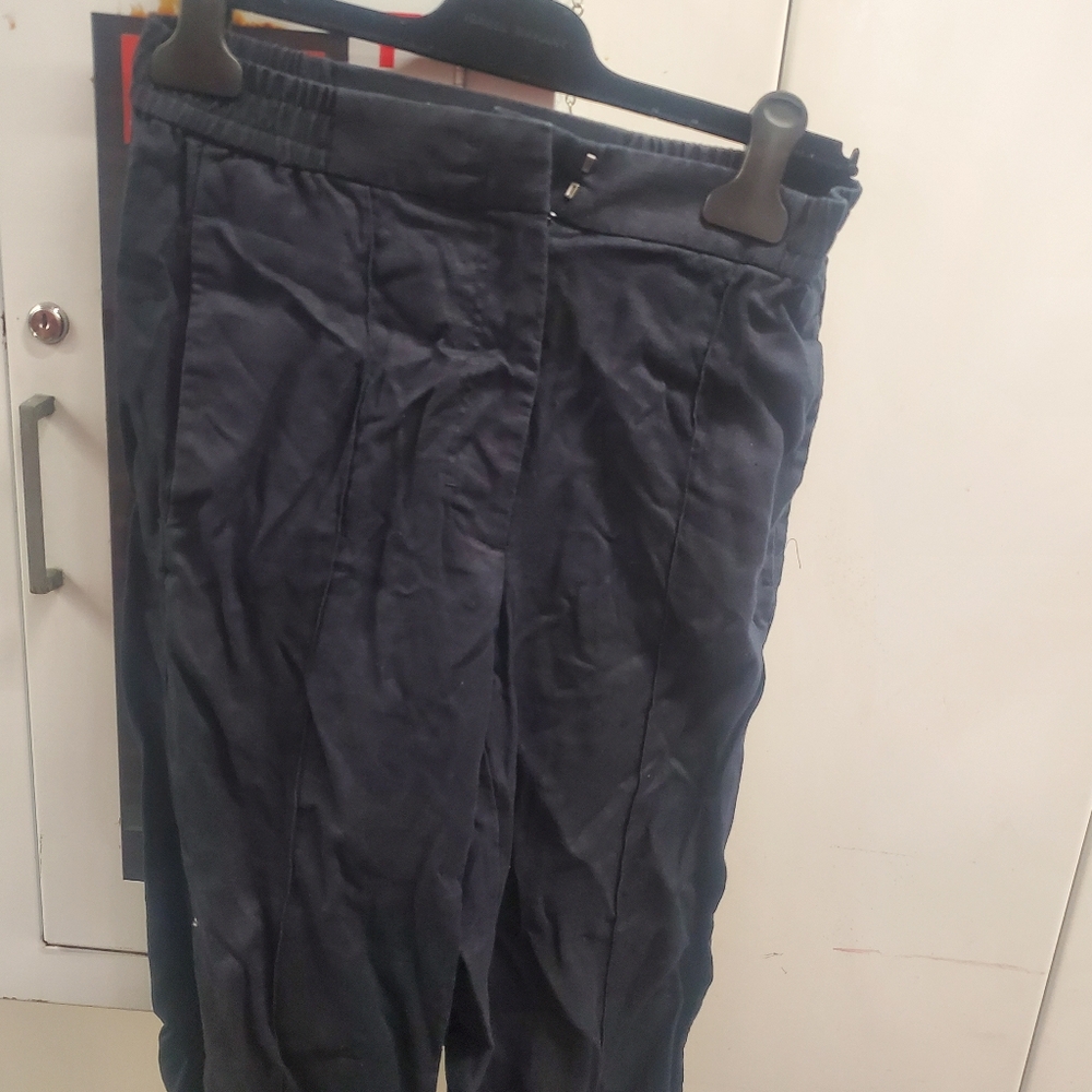 COS High Rise Wide Leg Semi Elastic Waist Pants Linen Flat Front Size 2